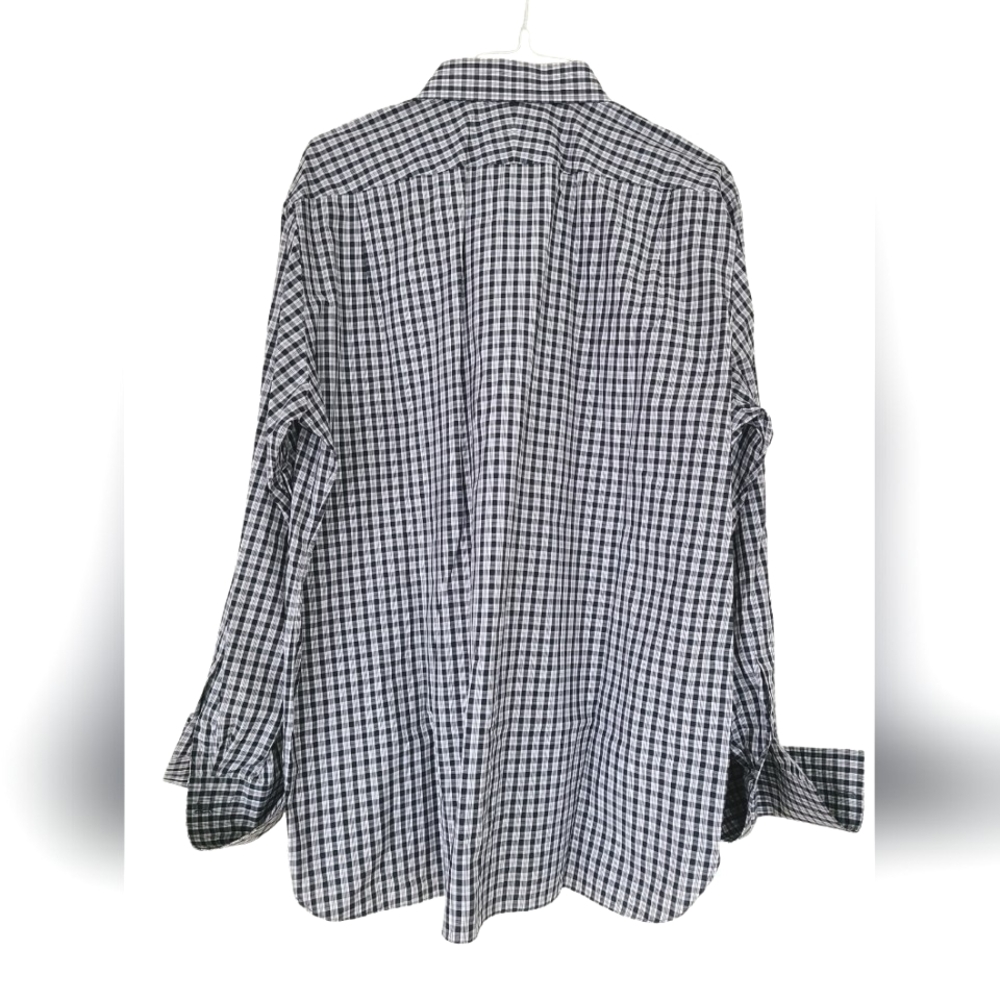 TOM FORD ▪️Cotton Plaid Dress Shirt - Size 46/18, Black/White - Picture 2 of 8